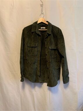 Women's Dark Green Suede Shirt Jacket